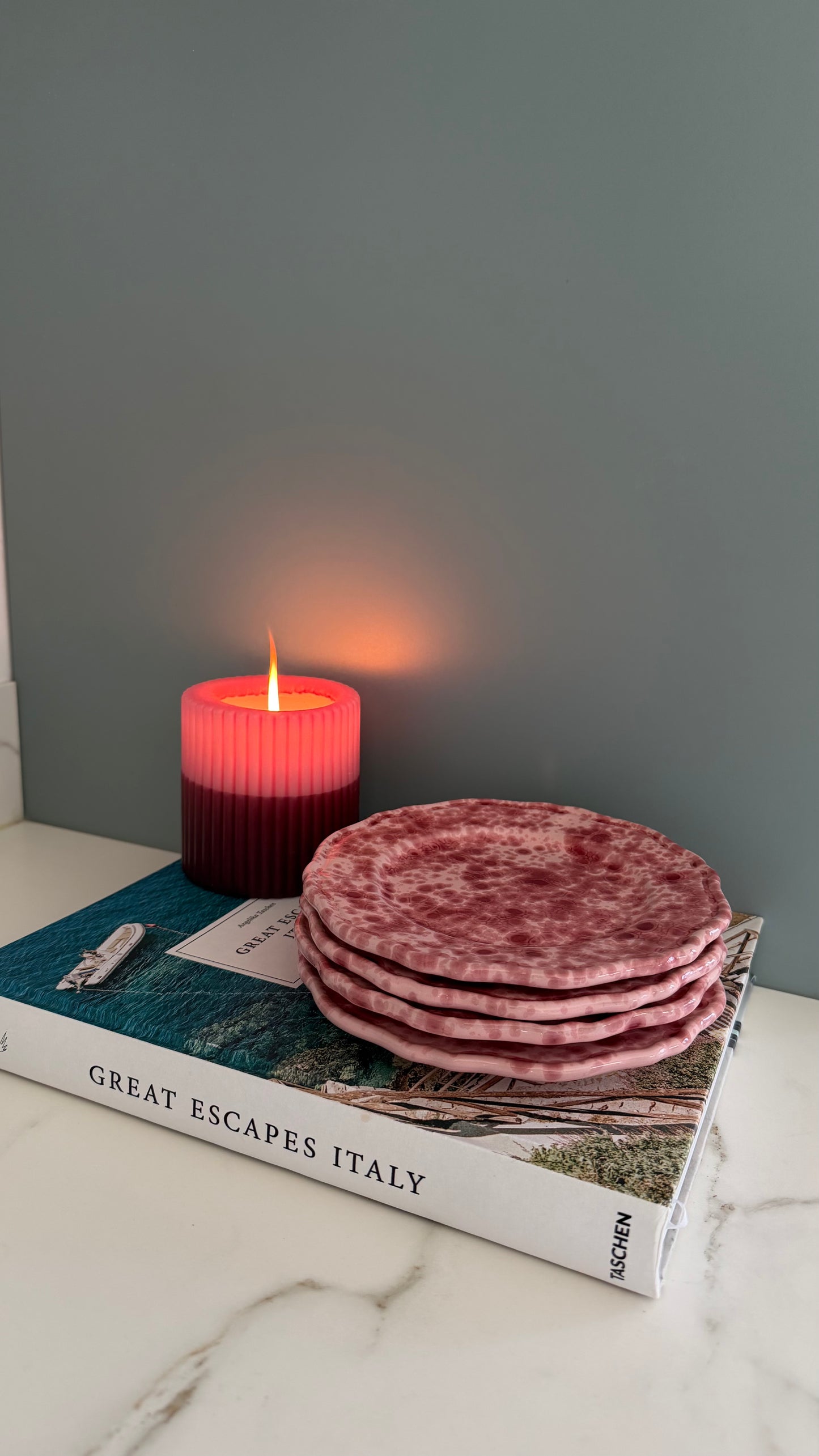 Giulia bordje burgundy/roze spetters