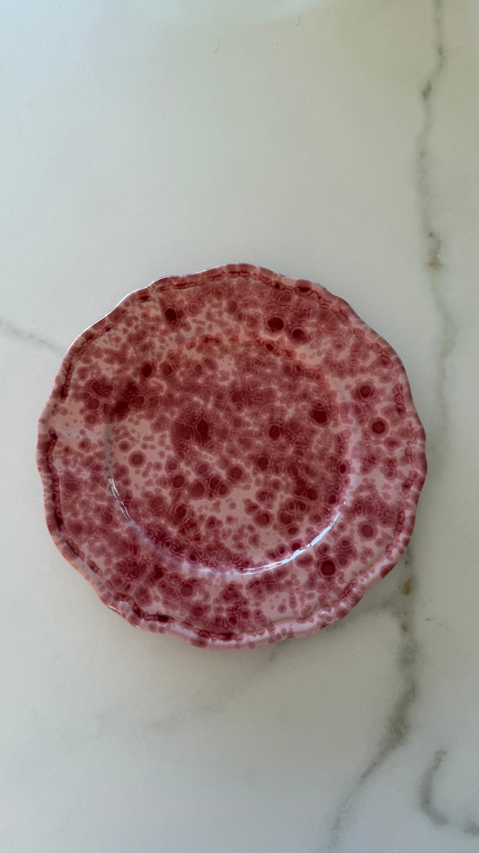 Giulia bordje burgundy/roze spetters