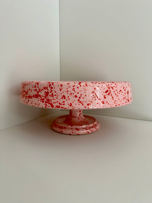 Taartplateau gespetterd roze/rood