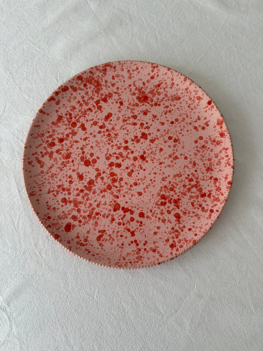 Dinerbord Bella roze/rood gespetterd