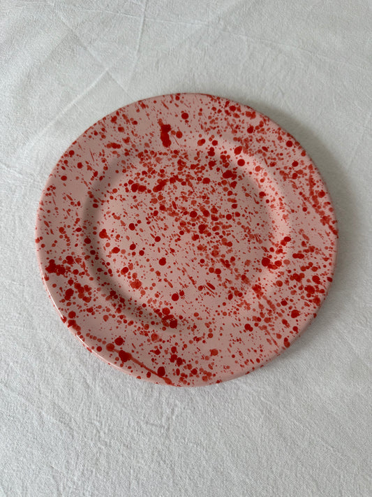 Onbijtbord roze/rood gespetterd