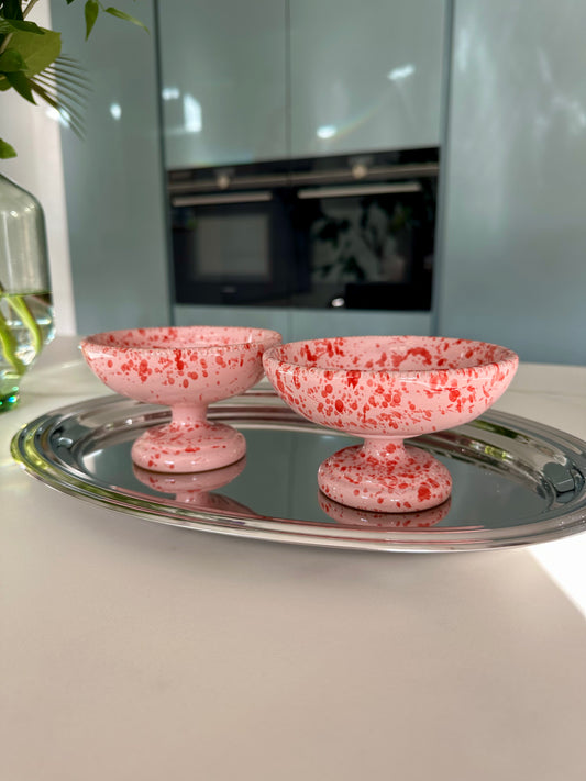 Schaal Matteo roze/rood gespetterd