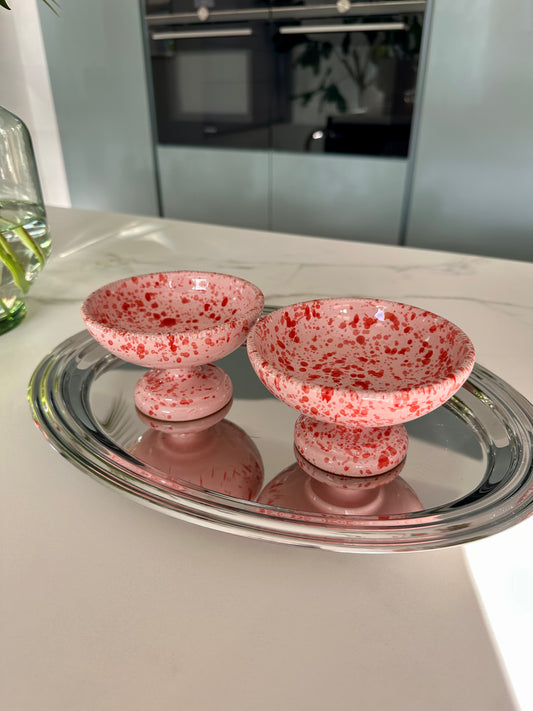 Schaal Matteo roze/rood gespetterd