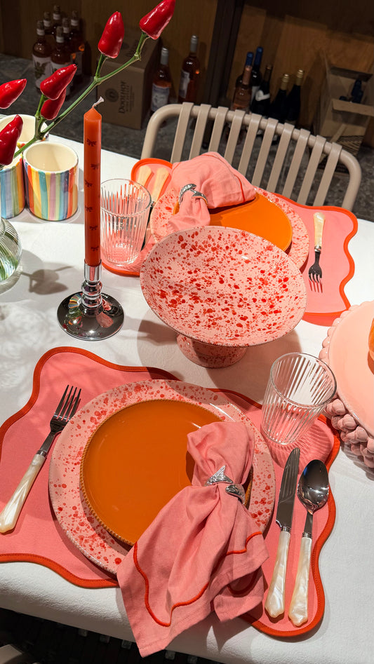 Dinerbord Bella roze/rood gespetterd